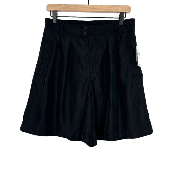 By Anthropologie Women’s Size 8 Medium Black Casual Pleated Long Shorts New - Picture 2 of 10